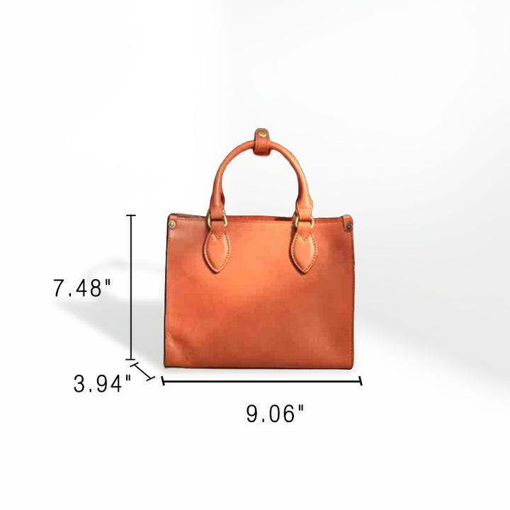 Vegetable Tanned Leather Tote Bag for Women Structured Work Shoulder Handbag