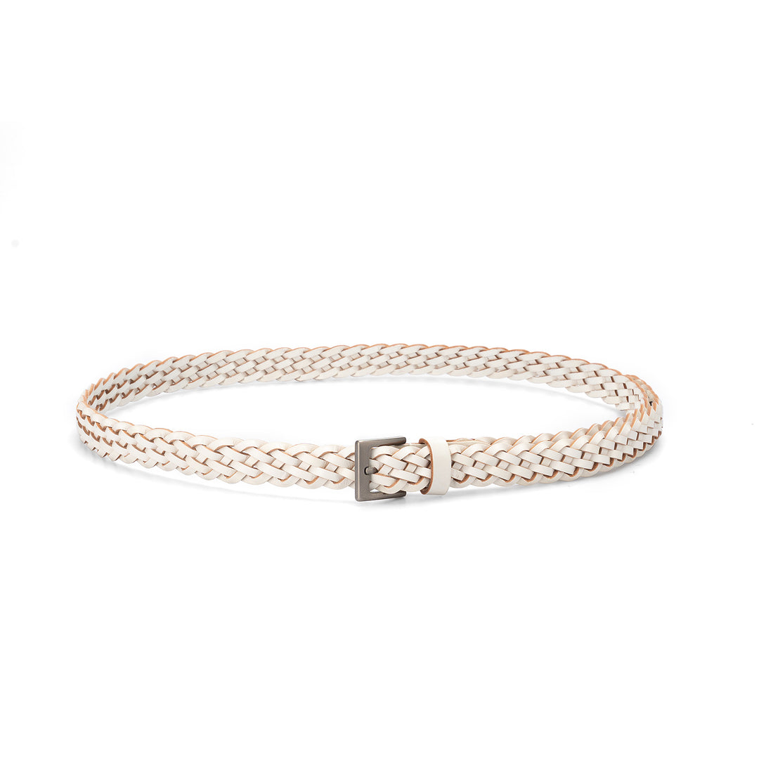 Women’s Top Grain Leather Belt Handwoven Slim Braided Waist Belt