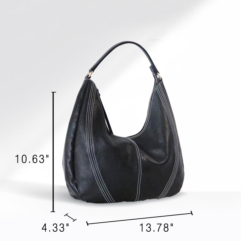 Vegetable Tanned Leather Hobo Bag Slouchy Soft Tote Shoulder Bag for Women