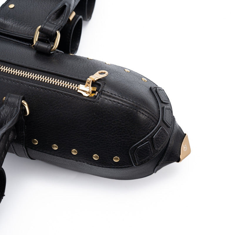 Airplane Shape Leather Bag Gold Stud Statement Top Handle Crossbody Bag for Women