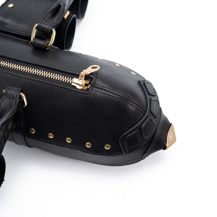 Airplane Shape Leather Bag Gold Stud Statement Top Handle Crossbody Bag for Women