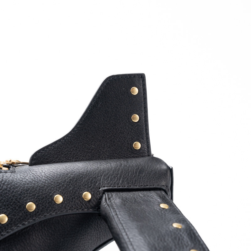 Airplane Shape Leather Bag Gold Stud Statement Top Handle Crossbody Bag for Women