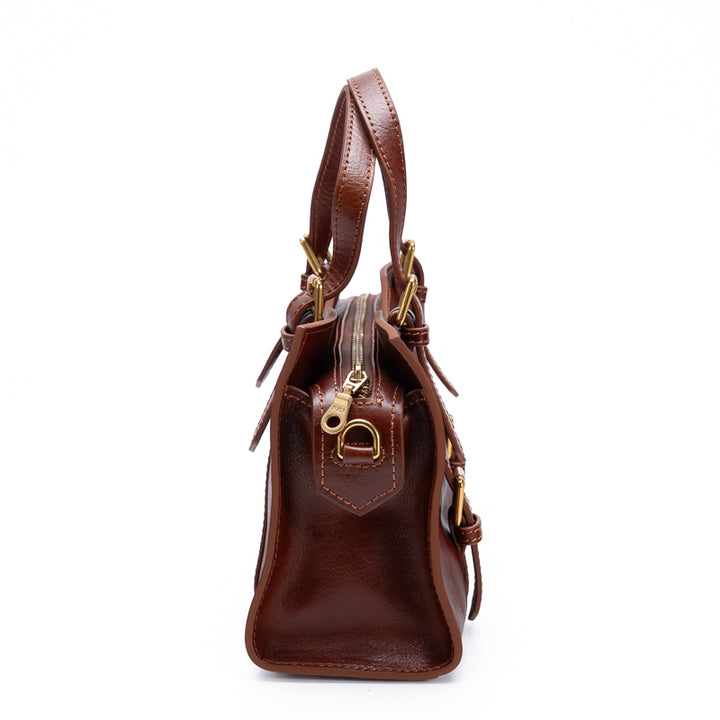 Leather Doctor Bag Washed Full Grain Cowhide Top Handle bag with Double Buckle Straps