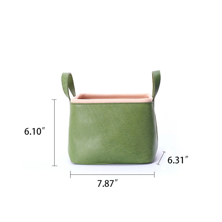 panier de rangement carré multifonctionnel en cuir fait main