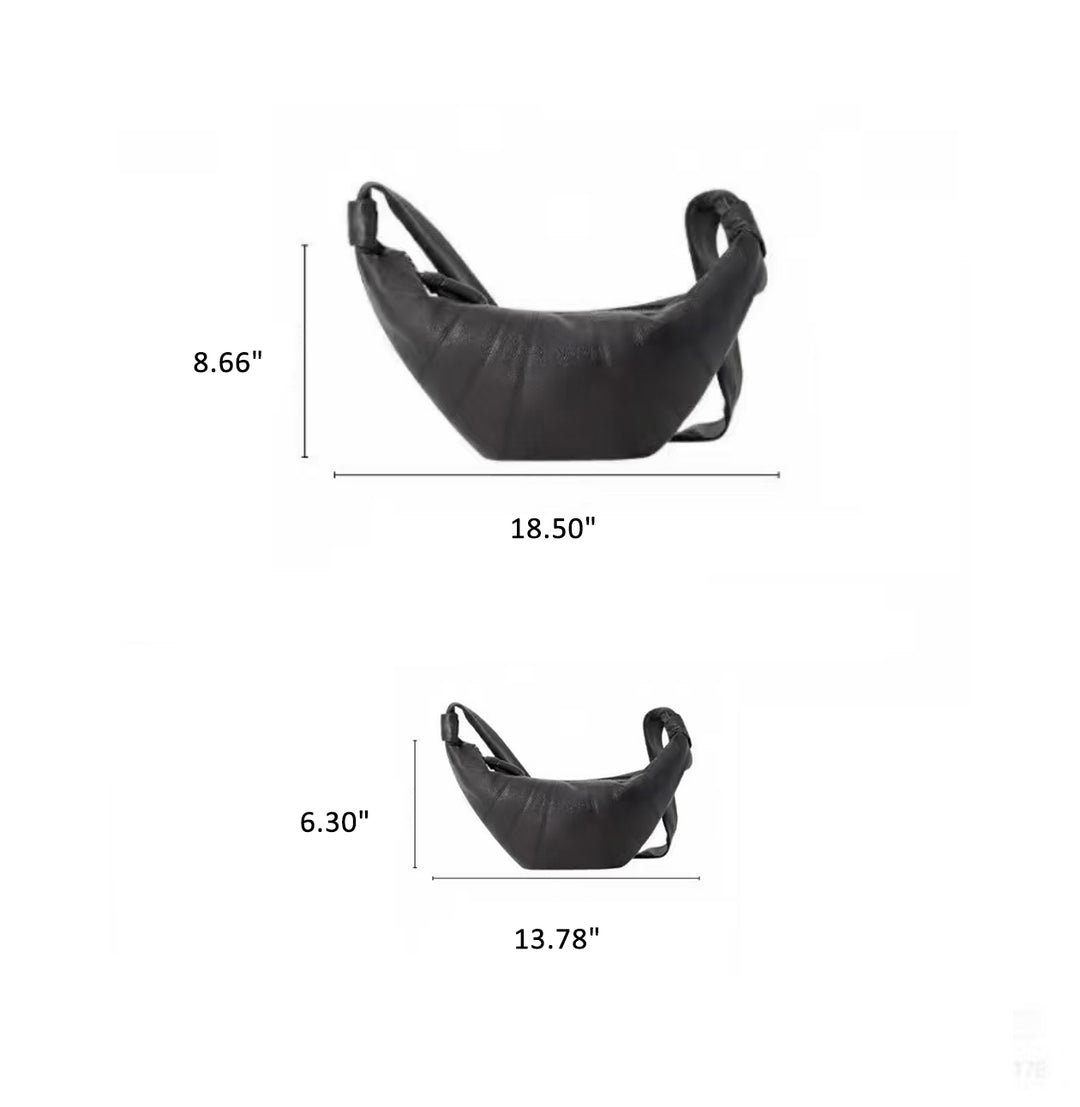 Sac bandoulière vintage en peau de mouton en forme de corne – Sac bandoulière souple en forme de croissant