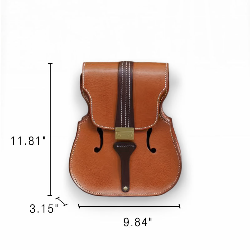 Violin Shaped Leather Backpack for Women Vegetable Tanned Convertible Crossbody Bag