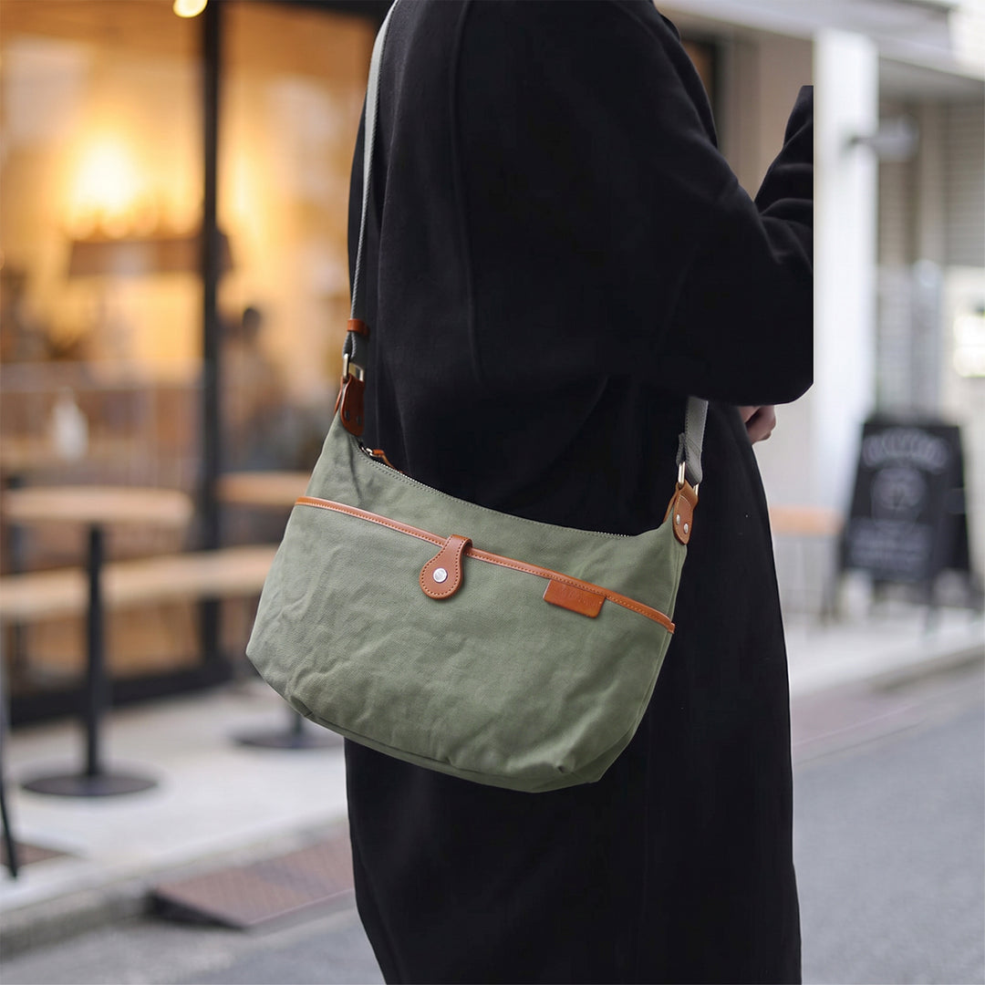 Canvas Leather Hobo Crossbody Bag Casual Crescent Shoulder Bag