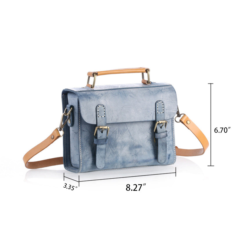 Sac Cambridge vintage en cuir tanné végétal ciré