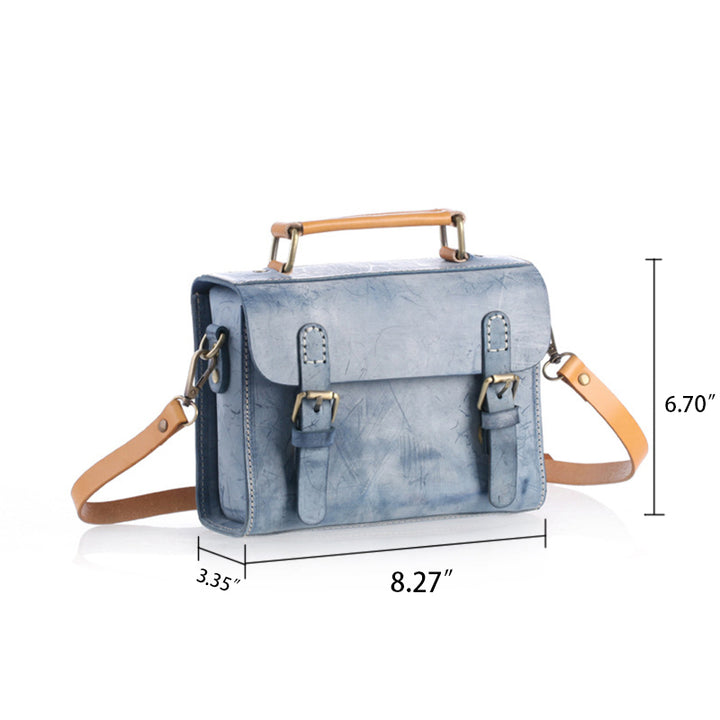 Sac Cambridge vintage en cuir tanné végétal ciré