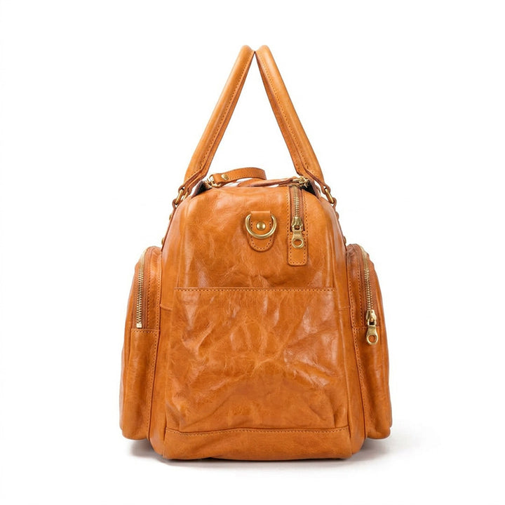 Leather Duffle Bag Vegetable-Tanned Boston Weekender &amp; Overnight Bag for Women &amp; Men
