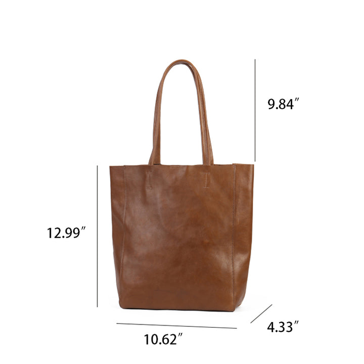Sac fourre-tout texturé vintage en cuir de vachette pleine fleur, grande capacité