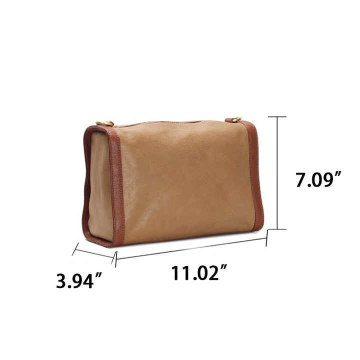 Sac bandoulière carré vintage en cuir de vachette pour femme