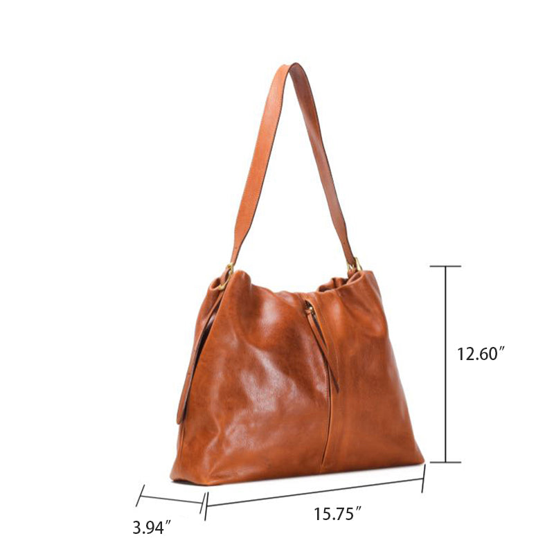 Sac cabas vintage en cuir tanné végétal pour femme