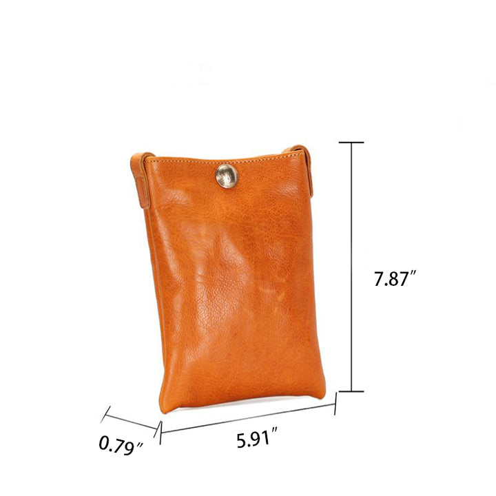 Bolso bandolera sencillo de piel curtida vegetal para mujer, colección multicolor