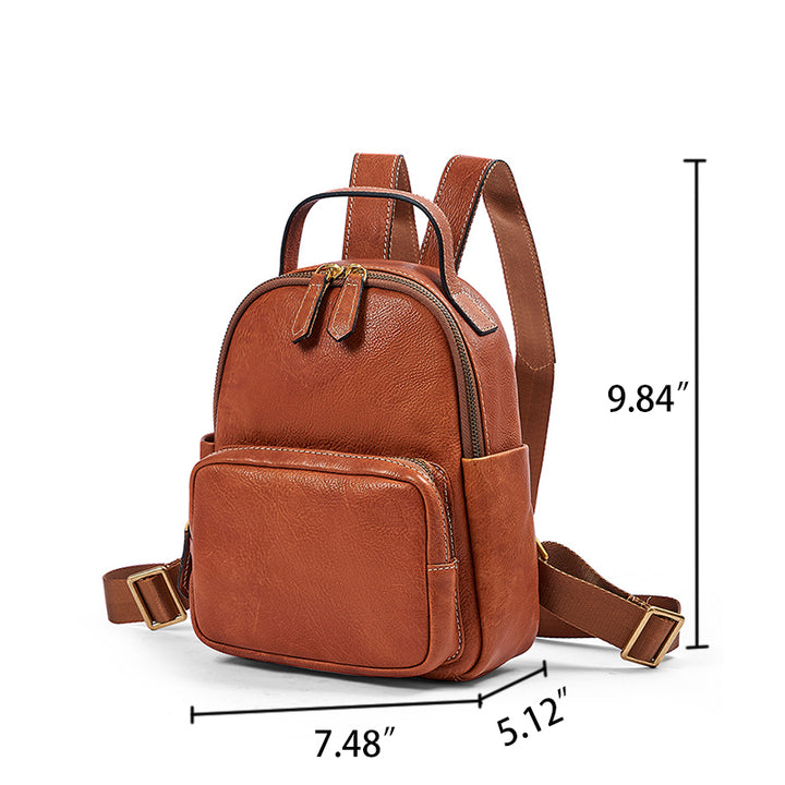 Sac à dos rétro décontracté en cuir de vachette pour femme