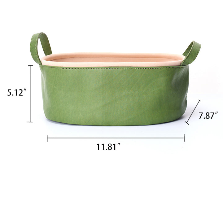panier de rangement ovale multifonctionnel en cuir fait main