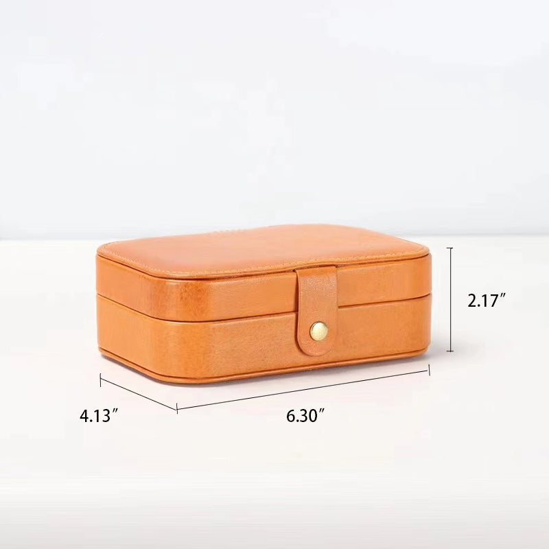 Boîte à bijoux multifonctionnelle en cuir tanné végétal
