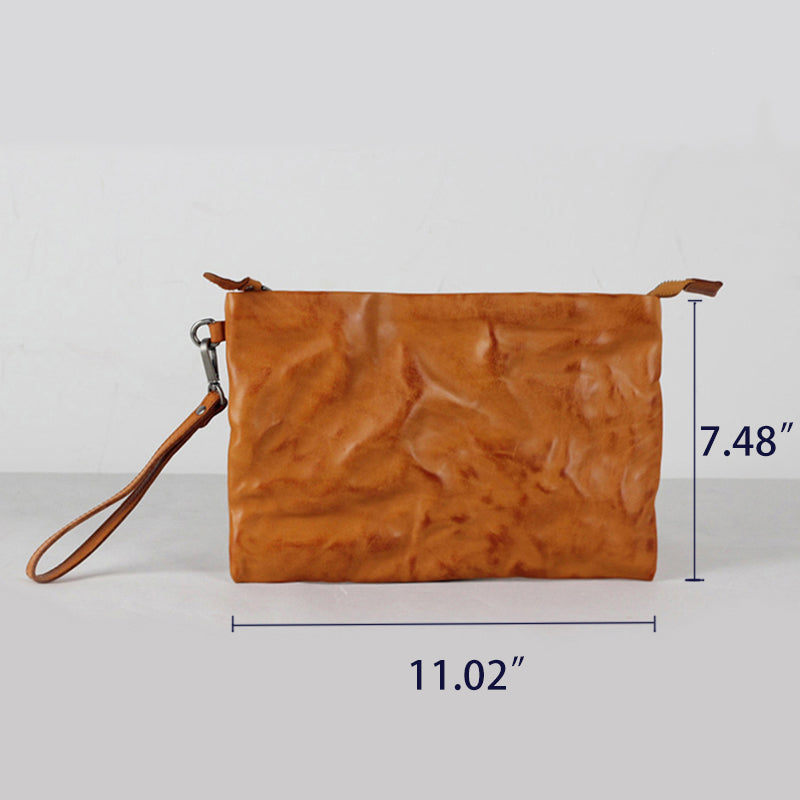 Sac à main femme en cuir tanné végétal, collection Nostalgia, design plissé