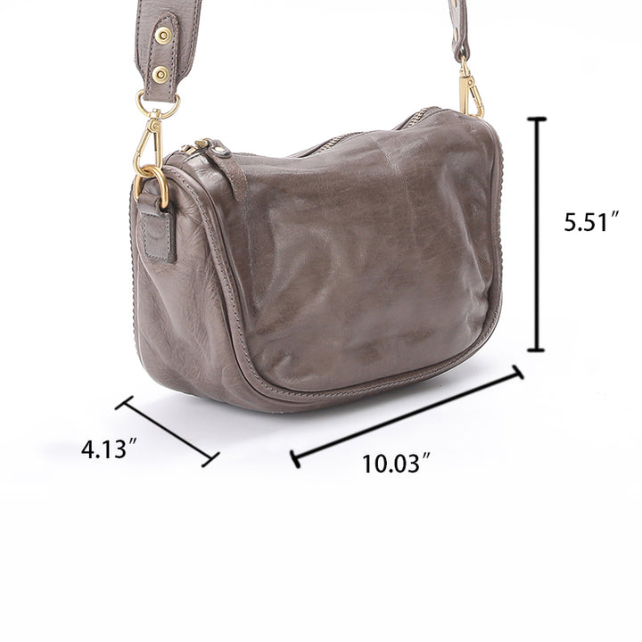 Sac bandoulière en cuir de vachette pour femme avec mini-hybride