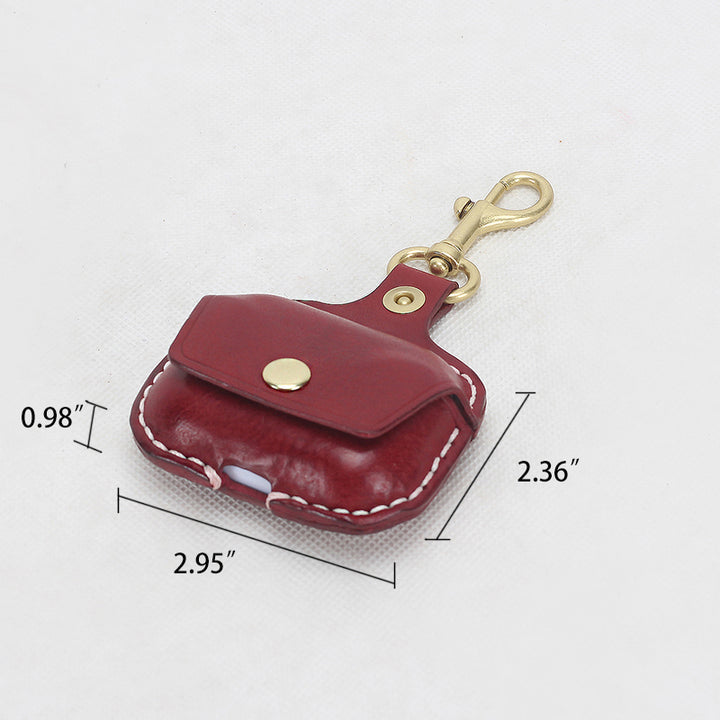 Pochette pour écouteurs rétro en cuir de vachette cousue à la main
