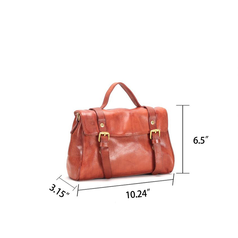 Sac bandoulière en cuir tanné végétal style universitaire anglais pour femme