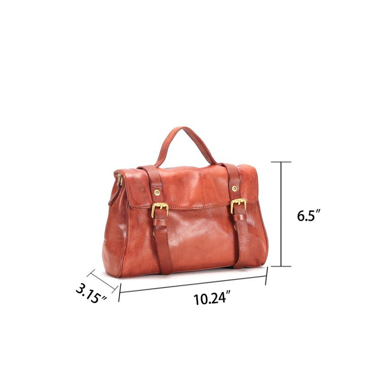 Sac bandoulière en cuir tanné végétal style universitaire anglais pour femme