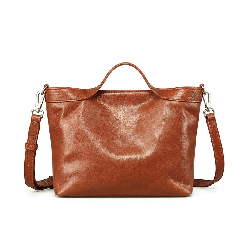 Dwarves Top Handle Tote with Zip Divider in Vegetable-Tanned Leather
