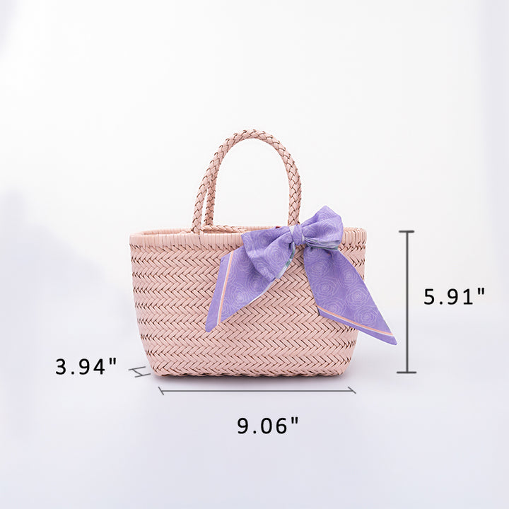 Woven Leather Basket Bag for Women Handmade Cowhide Crossbody Shoulder Handbag