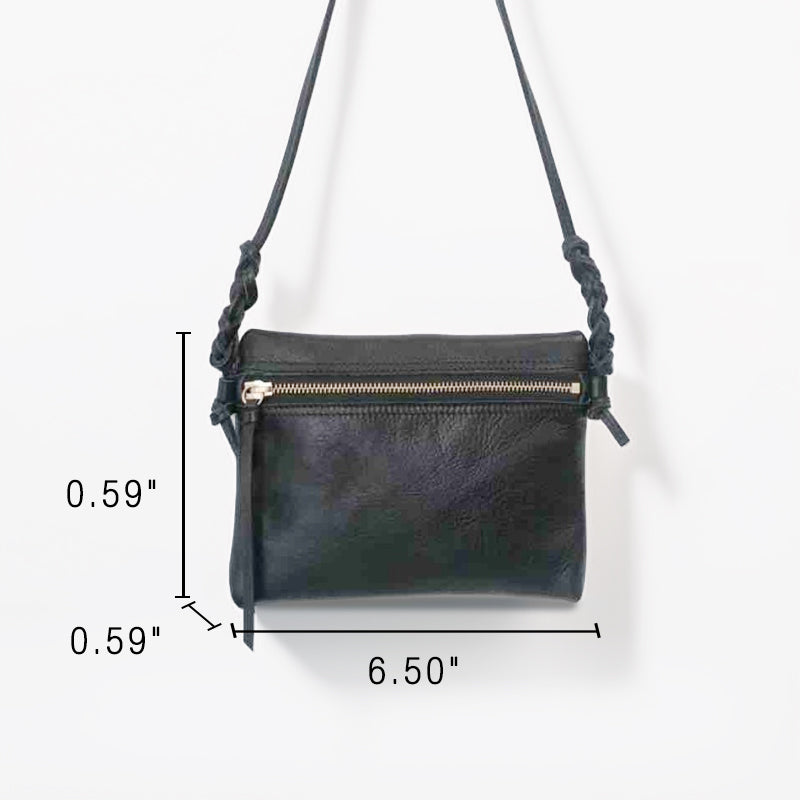 Vegetable Tanned Leather Crossbody Bag Small Minimalist Shoulder Purse for Women