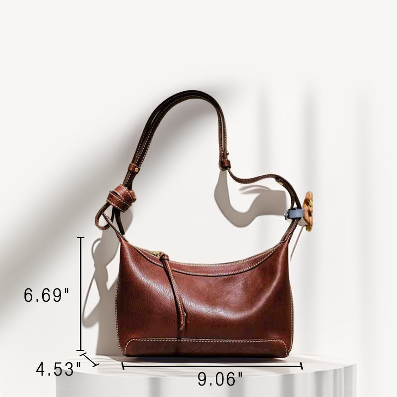 Vegetable Tanned Leather Hobo Bag for Women Soft Slouchy Shoulder Crossbody Bag