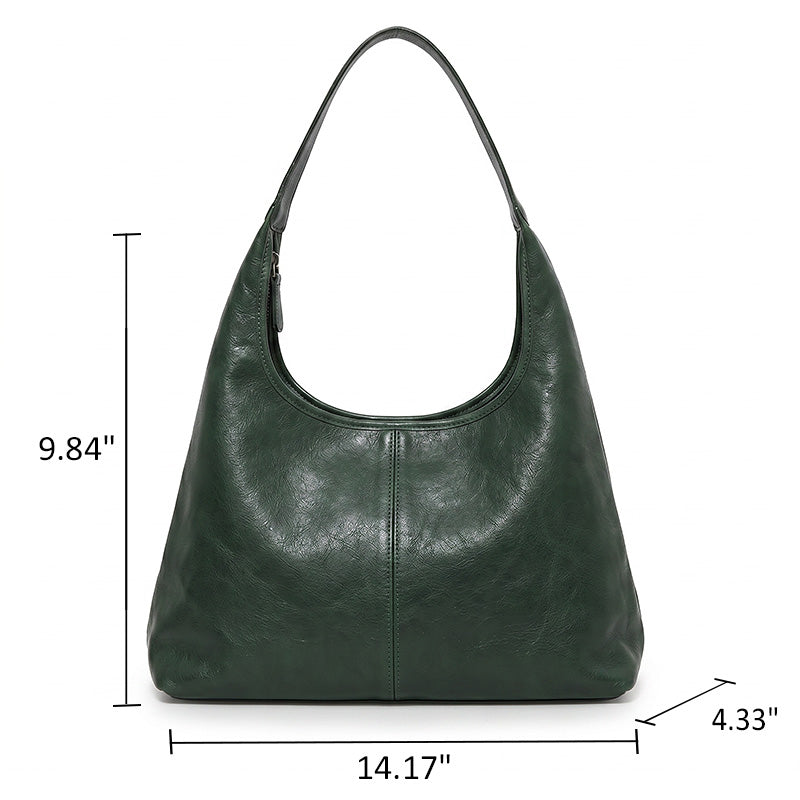 Vegetable Tanned Leather Hobo Bag Large Slouchy Shoulder Bag with Magnetic Closure