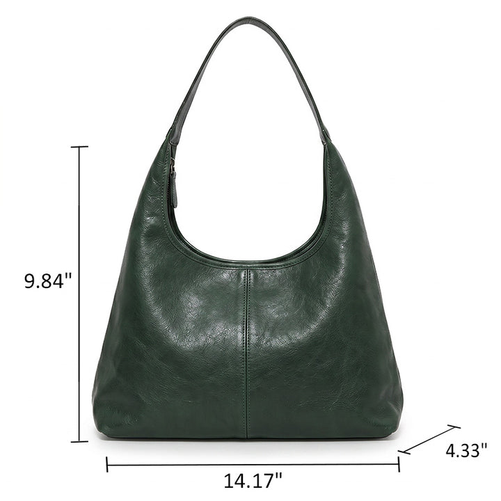 Vegetable Tanned Leather Hobo Bag Large Slouchy Shoulder Bag with Magnetic Closure