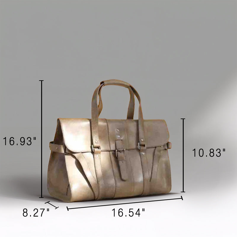 Vegetable Tanned Leather Briefcase Large Business Bag with Laptop Compartment