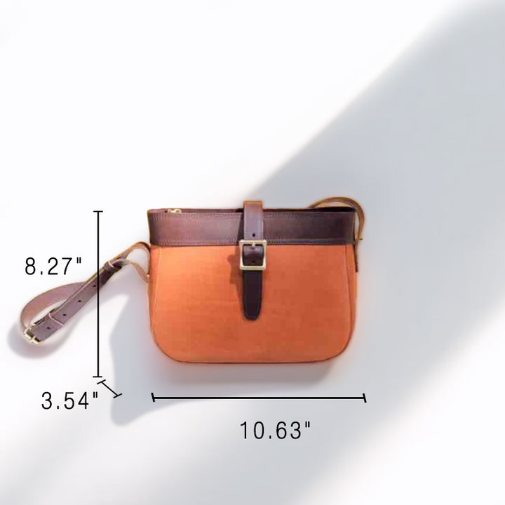 Color Block Leather Crossbody Bag Handcrafted Vegetable Tanned Shoulder Bag for Women