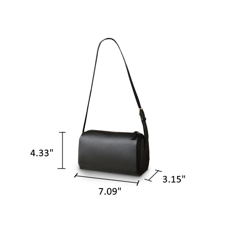 Sac bandoulière cylindrique rétro en cuir de vachette véritable pour femme