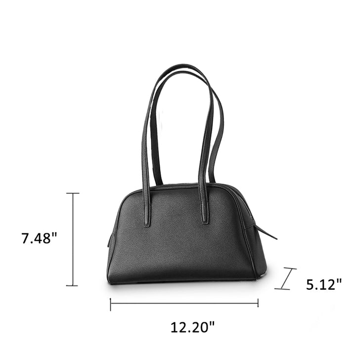 Sac à bandoulière bowling vintage en cuir pleine fleur – Sac à main minimaliste grande capacité pour les trajets quotidiens