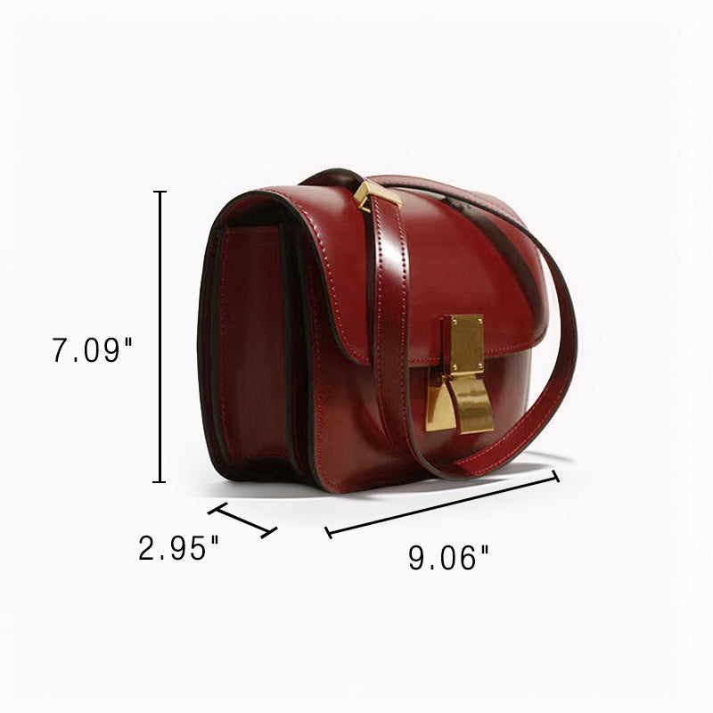 Classic Box Bag in Red Calfskin Leather Flap Crossbody with Push Lock