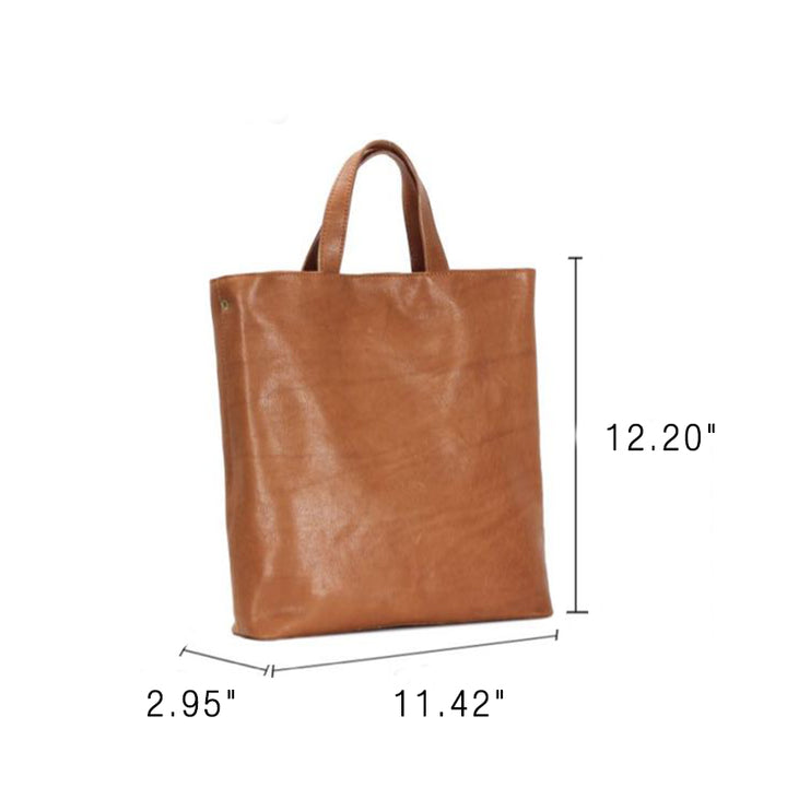 Vegetable Tanned Leather Tote Bag for Women Minimalist Work Commuter Crossbody Bag