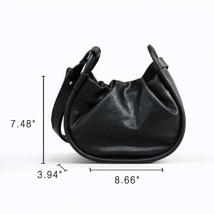 Vegetable Tanned Leather Dumpling Bag for Women Soft Puffy Crossbody Shoulder Handbag