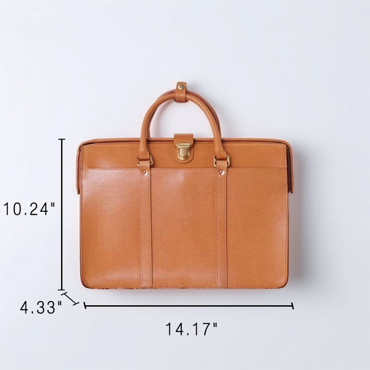 Vegetable Tanned Leather Briefcase for Men Women Professional Business Bag