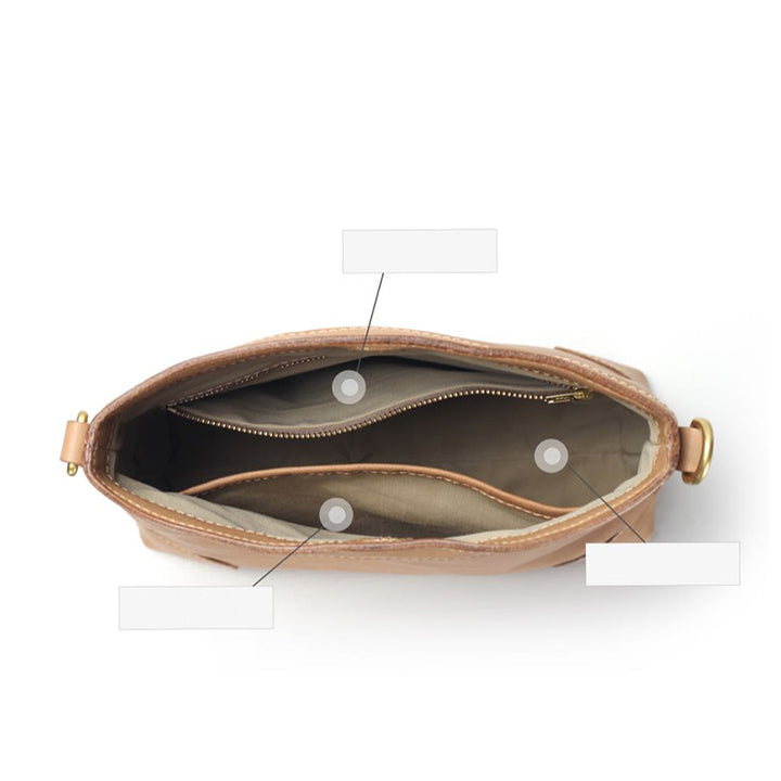 Sac bandoulière femme en cuir tanné végétal au design simple