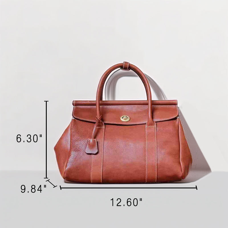 Vegetable Tanned Leather Handbag Handcrafted Crossbody Work Bag for Women