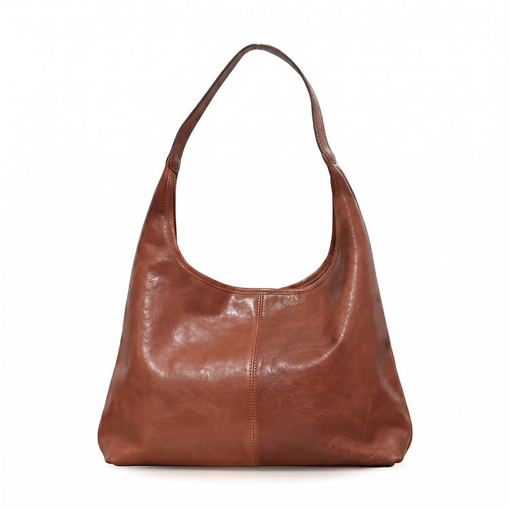 Vegetable Tanned Leather Hobo Bag Large Slouchy Shoulder Bag with Magnetic Closure
