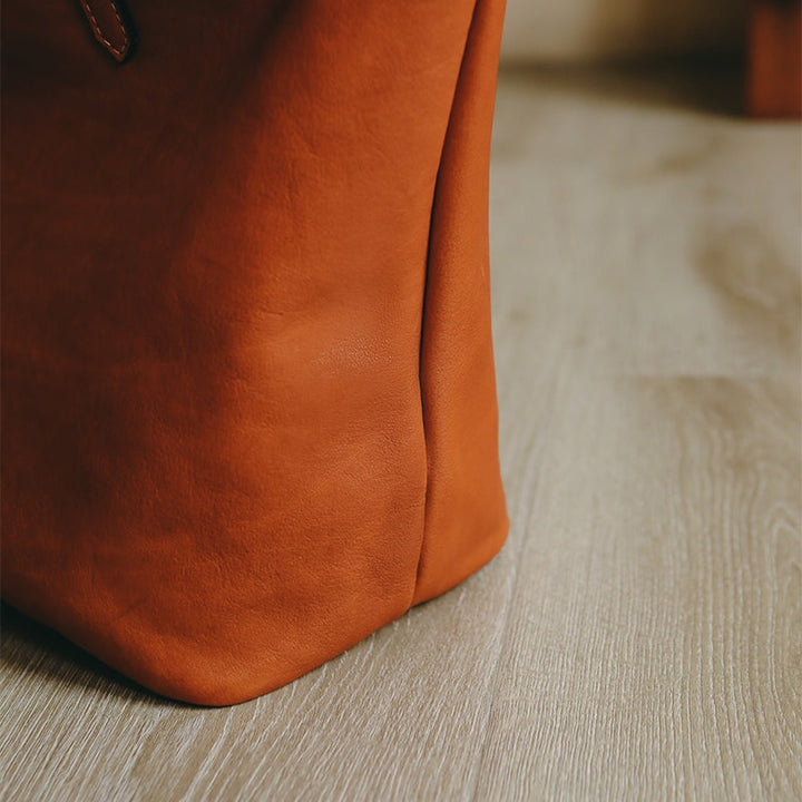Sac à main cabas rétro en cuir de vachette grande capacité pour femme
