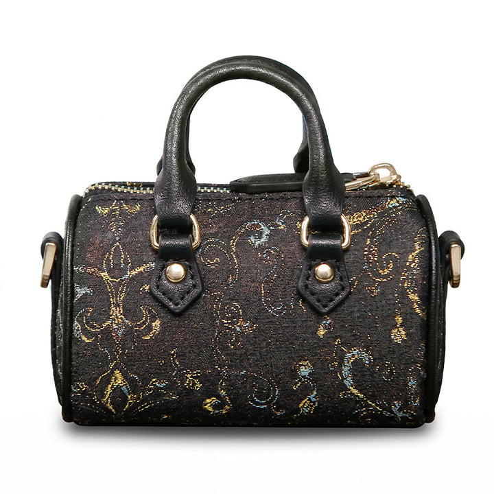 Mulberry Silk Mini Barrel Bag Chinese Style Crossbody &amp; Top Handle Handbag