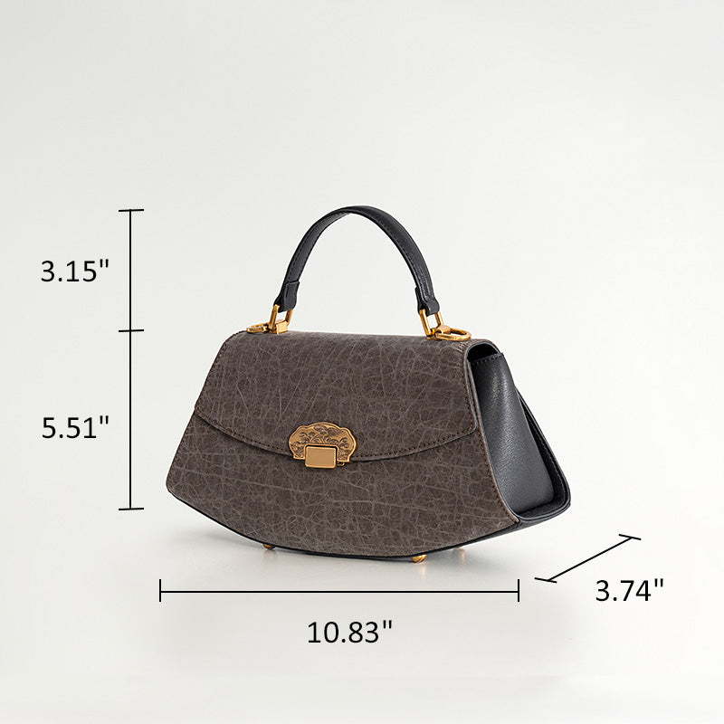 Mulberry Silk Top Handle Bag Chinese Brocade Structured Handbag for Women