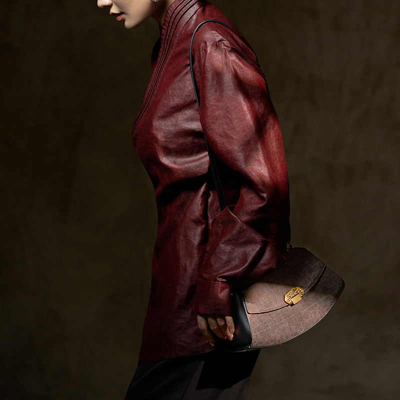 Mulberry Silk Top Handle Bag Chinese Brocade Structured Handbag for Women