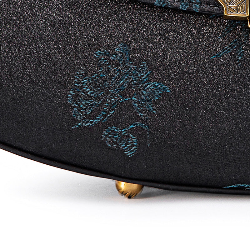 Mulberry Silk Top Handle Bag Chinese Brocade Structured Handbag for Women