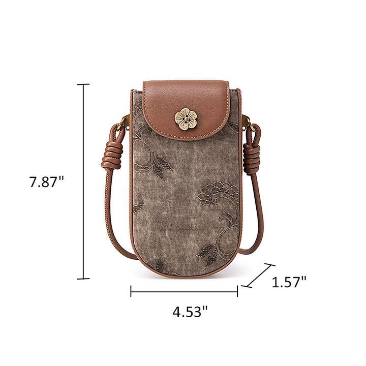 Mulberry Silk Crossbody Phone Bag Chinese Style Mini Sling Purse for Women