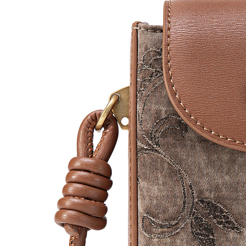 Mulberry Silk Crossbody Phone Bag Chinese Style Mini Sling Purse for Women